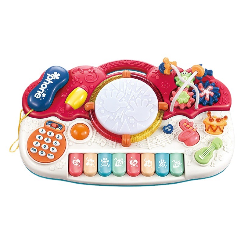 Bilingüe educativo multi-funcional instrumento musical mano tambor electrónico órgano de la educación temprana cuerda instrumento musical juguete de los niños
