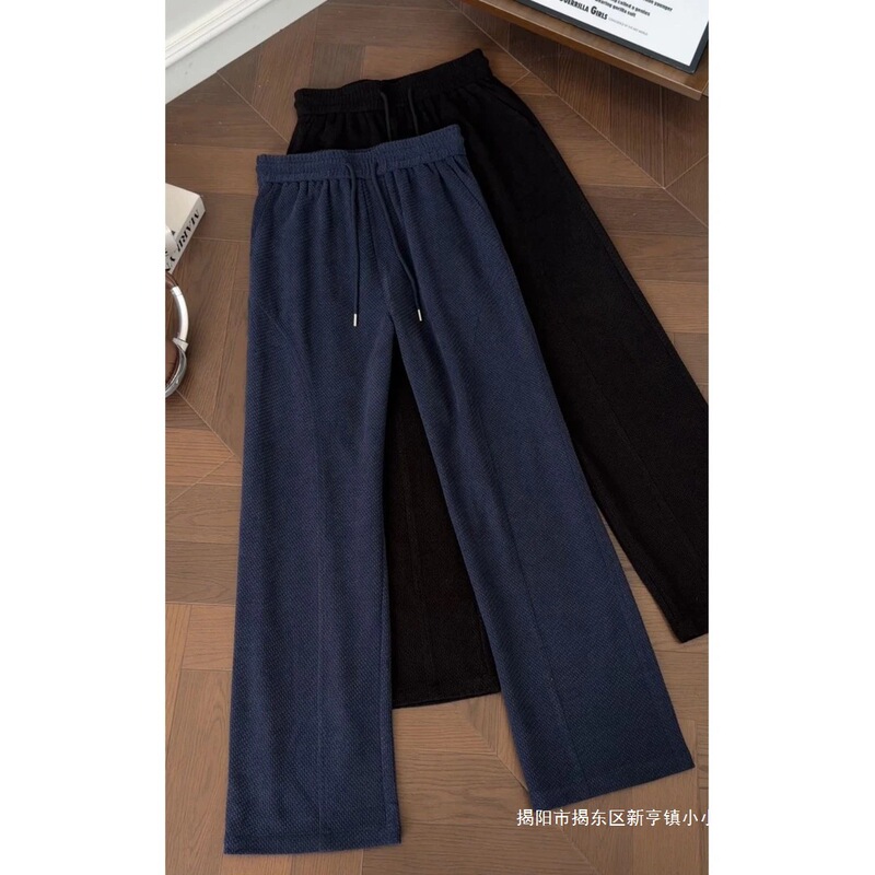 American-Style Honeycomb Cooling Diagonal-Cut Casual Pants for Men, Summer Thin Drape Knit Pants, Straight-Leg Slimming Sports Pants