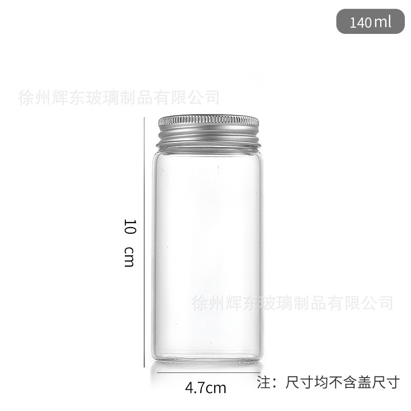alto diámetro de botella de reactivo de borosilicato de 47 mm botella de tubo de aluminio de plata tapa de tornillo botella de deseo transparente botella de bordado tapa flotante botella