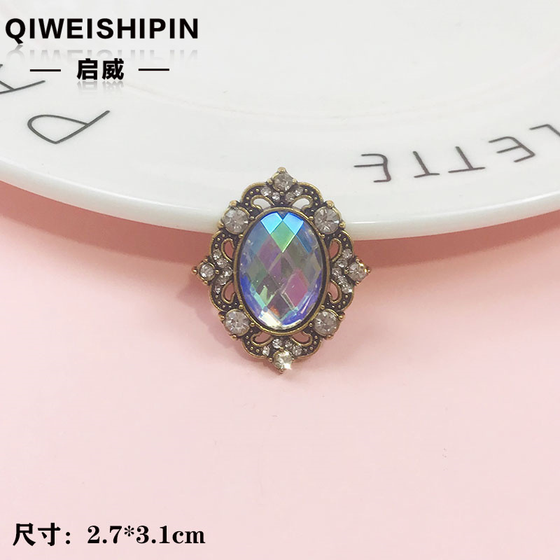 启威长方形花盘珍珠钻五角diy材料 水钻扣鞋包包花配饰  合金配件|undefined