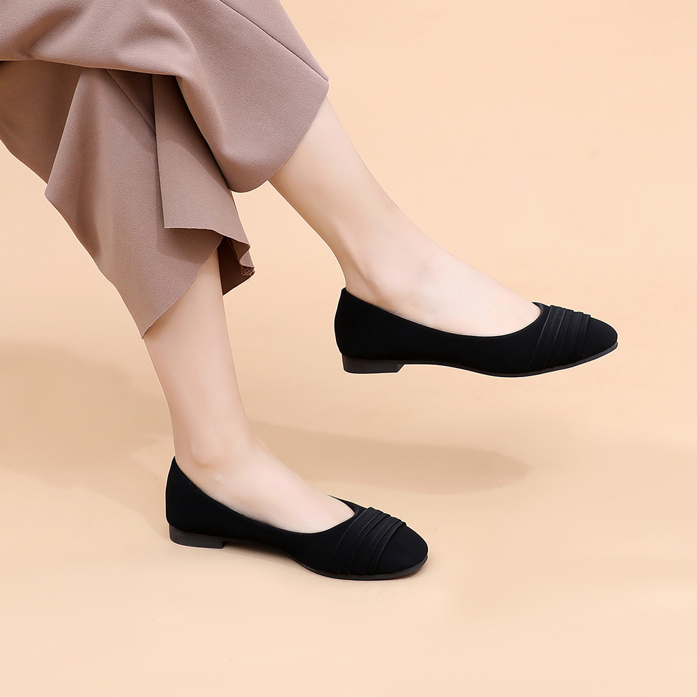 2025 New Model Women's Square-Toed Flat For Cross-Border Trade, Black Commuting Loafers, All-Season Casual Large-Size_vogvips.com