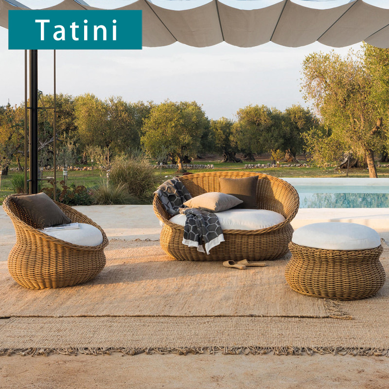 Conjunto de muebles de exterior de ratán para villa, patio, terraza, jardín, protección solar, sillón de aluminio para descanso al aire libre. image 2