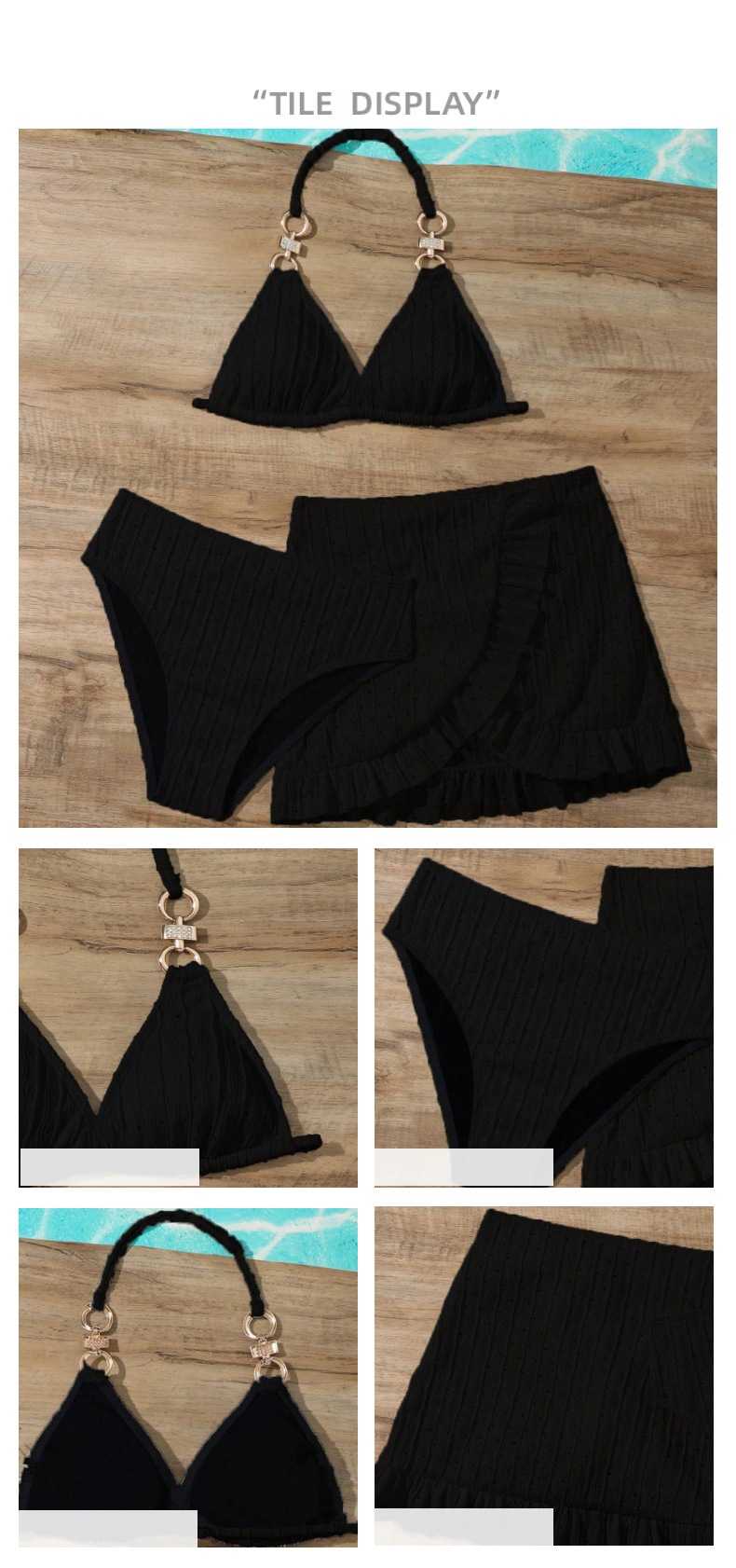 Tredelat bikini set för flickor badkläder strand outfit barn_voghion.com