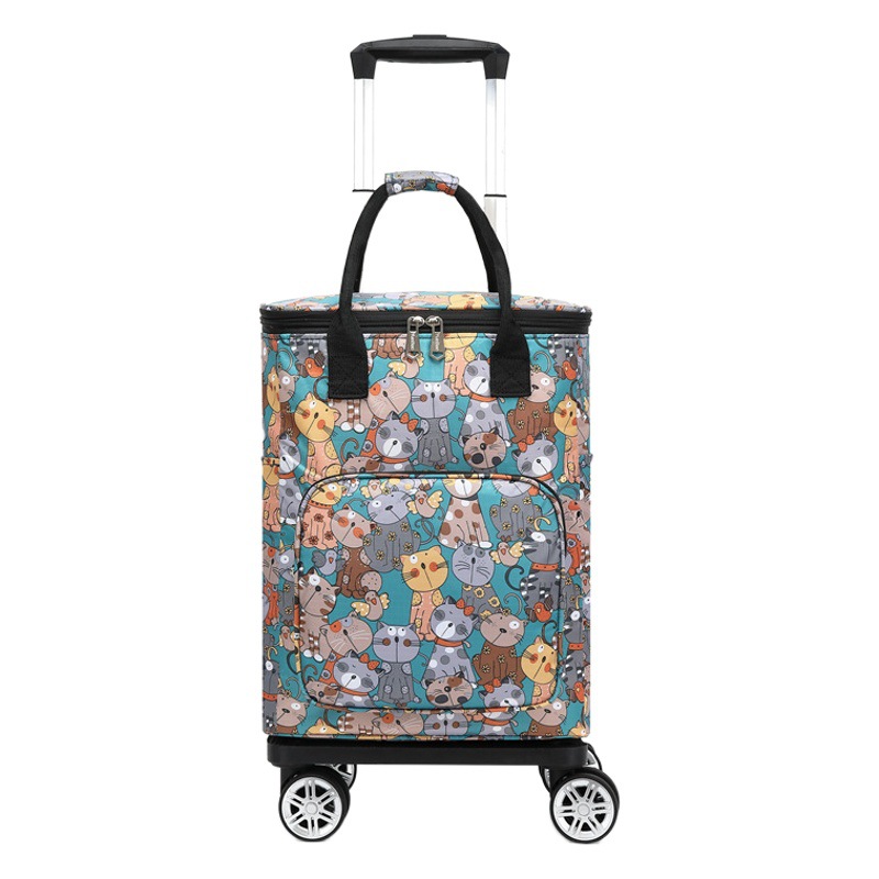 Household shopping cart shopping trolley lightweight folding universal wheel trolley insulation bag supermarket shopping cart wholesale