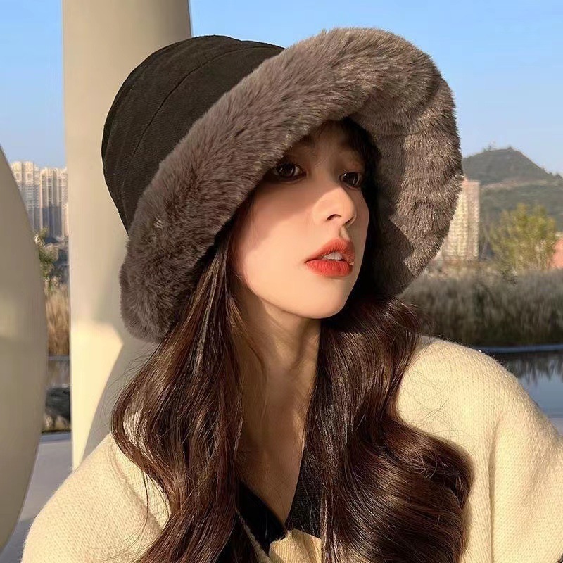 冬季男女款毛绒渔夫帽子保暖加绒加厚蒙古帽百搭防寒毛茸茸堆堆帽|undefined