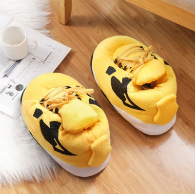 Tiktok mismo estilo parodia zapatos de grasa Coco pareja Zapatillas de algodón volver al futuro casa piso Kang hebilla 1 zapatos de algodón