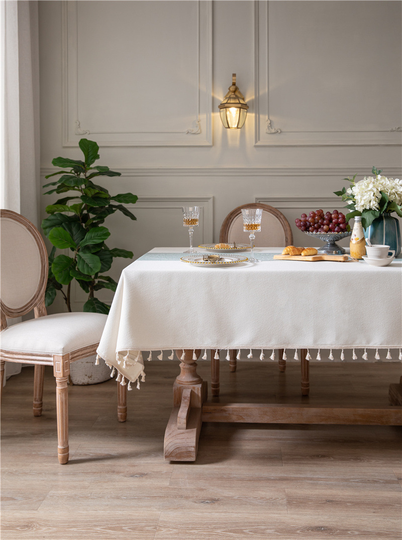 Tovaglia rettangolare da caffè/pranzo in jacquard di poliestere vintage con nappe, ideale per tavolini da caffè, con INS Cross-border Full Polyester Jacquard Vintage Floral Tassel._voghion.com