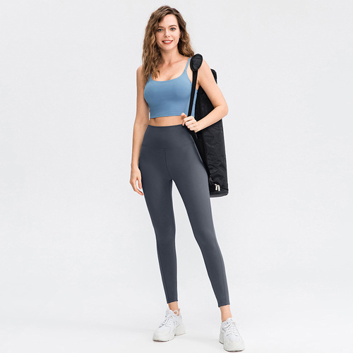 Nude yoga trousers nylon double-sided brushed women's butt lift tight elastic running sports fitness trousers 02341