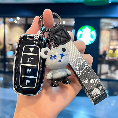 Car key bag smart key duplicator ZA27-4 - modified-q-styleintelligent-4-button-single-shell-black-gray-violent-bear-pendant