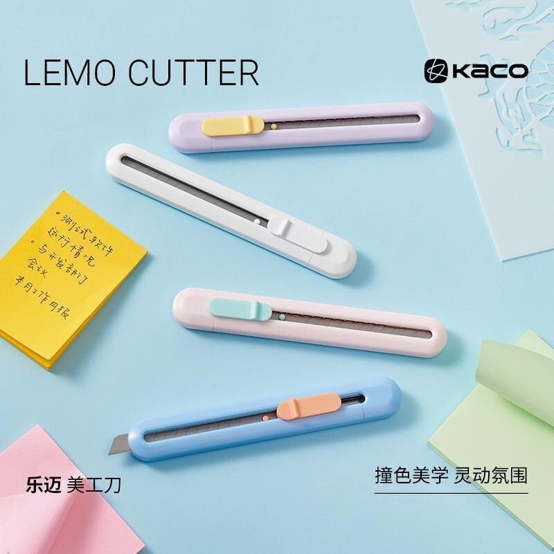 Le Mai Utility Knife with Macaron Color-Blocking Stainless Steel Sharp Blade, Easy to Cut Without Breaking, Rounded
