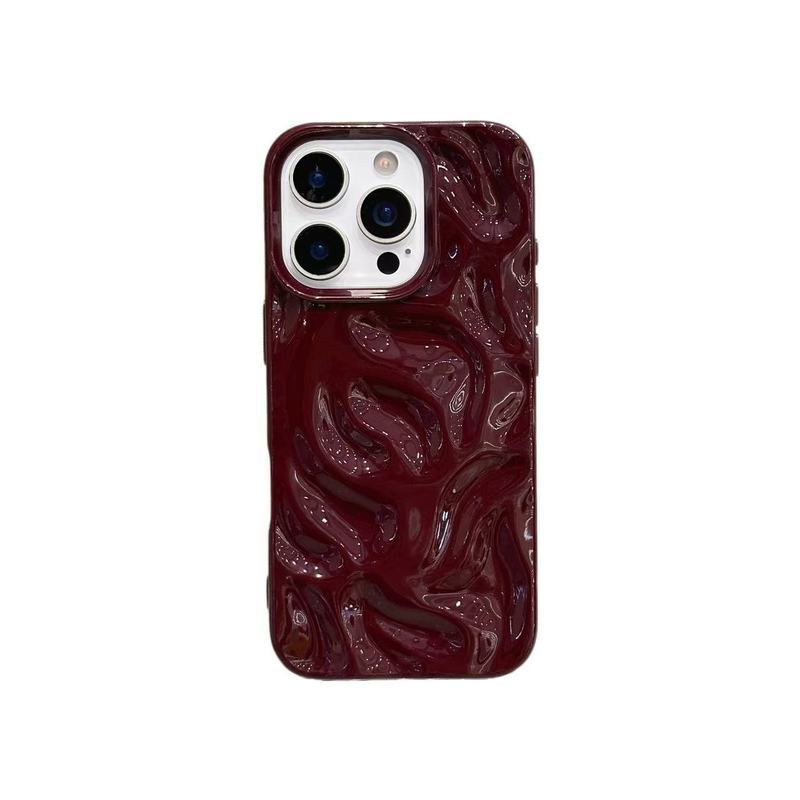 陨石纹适用iPhone16硅胶手机壳亮面折皱苹果15简约纯色14保护套13|undefined