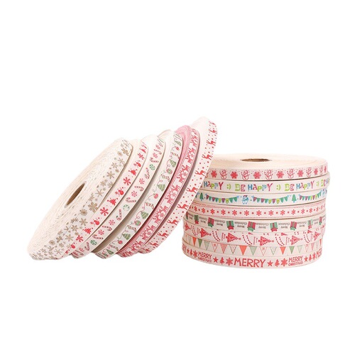 Wholesale 1.5cm Christmas pure cotton hatband, printed pattern cotton edge band, printed cotton webbing