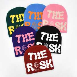 THE RISK 风险骰子字母刺绣针织帽冷帽毛线帽 男女情侣嘻哈秋冬帽