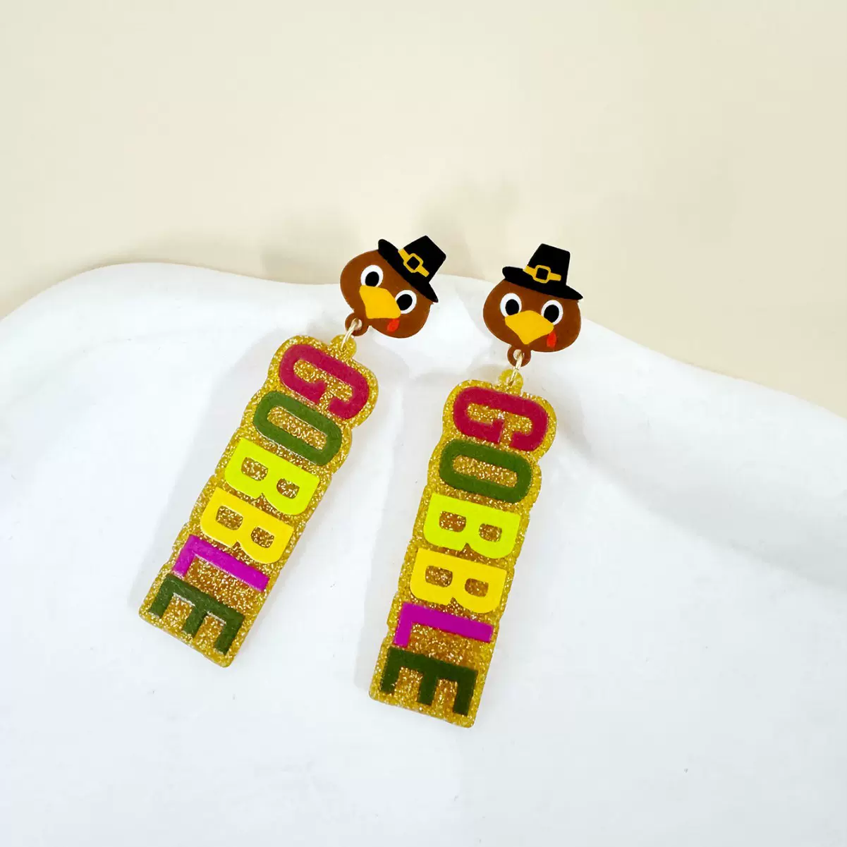 亚克力卡通可爱搞怪亮片耳环火鸡GOBBLE耳坠感恩节个性时尚耳饰女