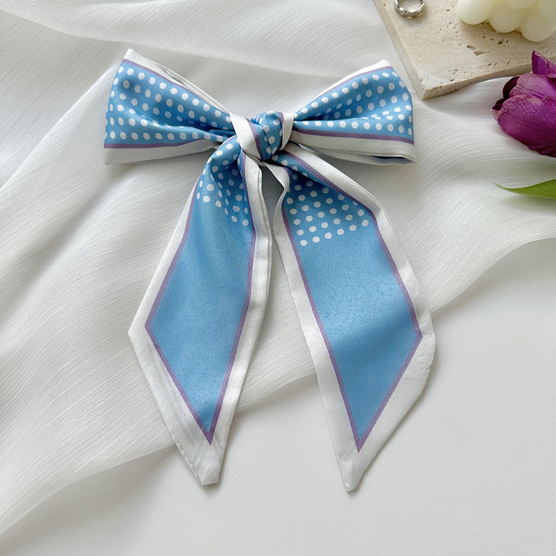 De gama alta simple bufanda de seda luz estilo de lujo banda de pelo arco lunares cinta moda todo-partido pequeño regalo
