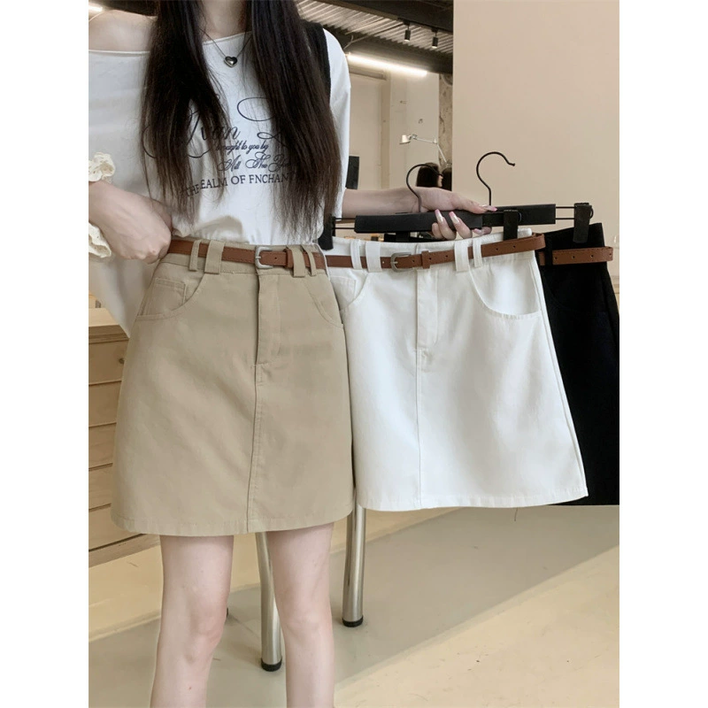 Юбка большого размера, высокая талия, новый летний стиль, открывающая, закрывающая пролет, утягивающая, повседневная, универсальная, короткая юбка для маленьких людей.