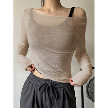 A 35572 Oblique shoulder long sleeve tee б�����г�������
