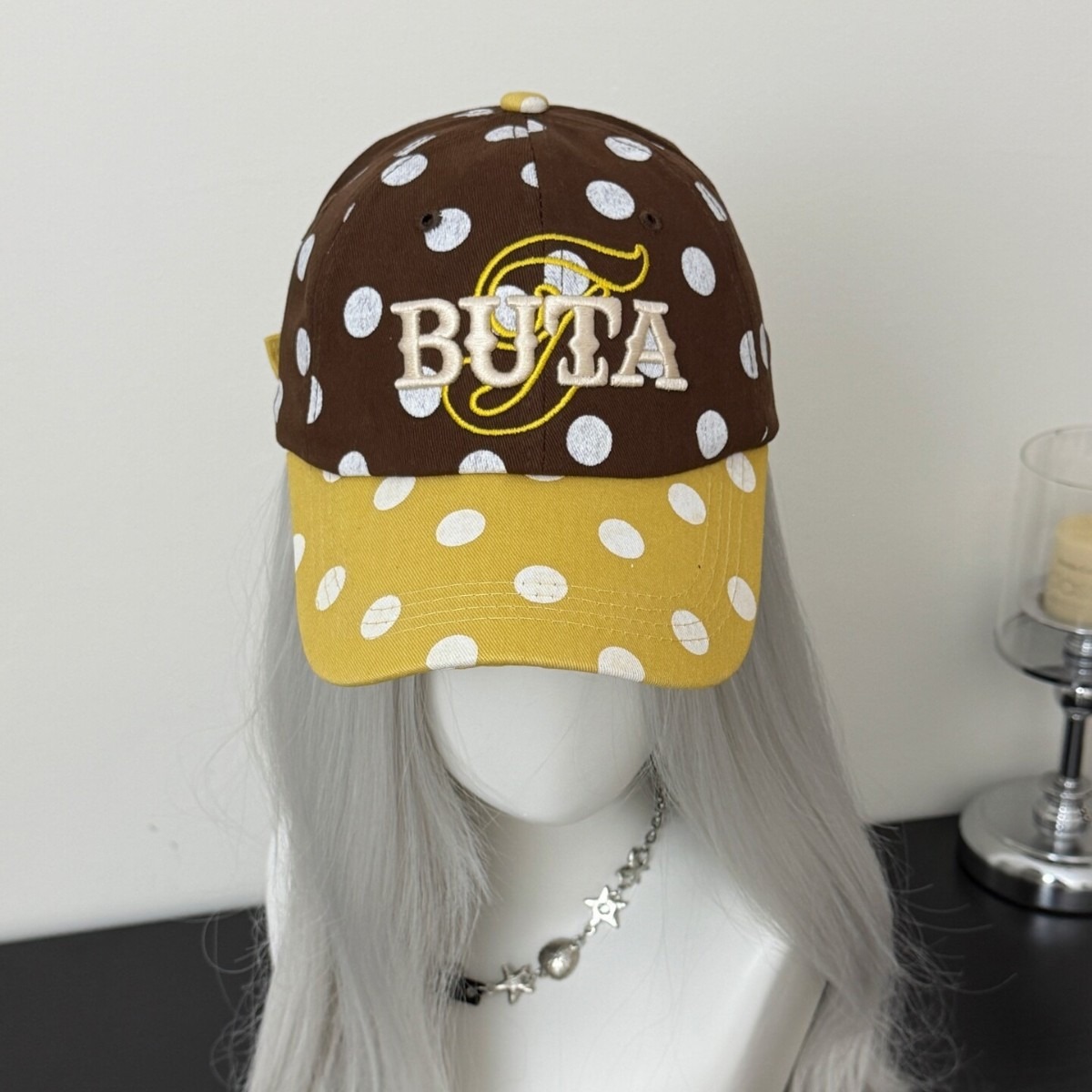 American-style polka dot letter embroidered baseball cap for women, wide brim, makes the face look smaller, soft top, suitable for large head sizes