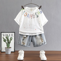 Boys' Short Sleeve Set Summer 2024 New Arrival Children's Summer Cool and Stylish Boys Fashion Summer Outfit Toddler Clothes Kids' Clothing