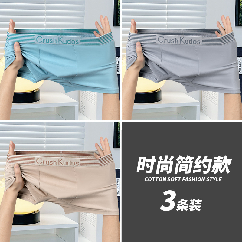 Ropa interior de hombre de estilo simple de moda, ropa interior de entrepierna inferior de malla cómoda y transpirable, pantalones bóxers finos de cintura media para hombre al por mayor