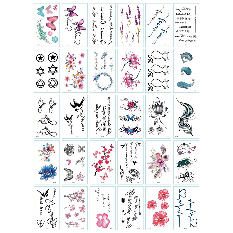 Pequeñas pegatinas de tatuajes de flores impermeables frescas, tatuajes de hombres y mujeres sexy, cicatrices desechables, pegatinas de tatuajes de rosas personalizadas