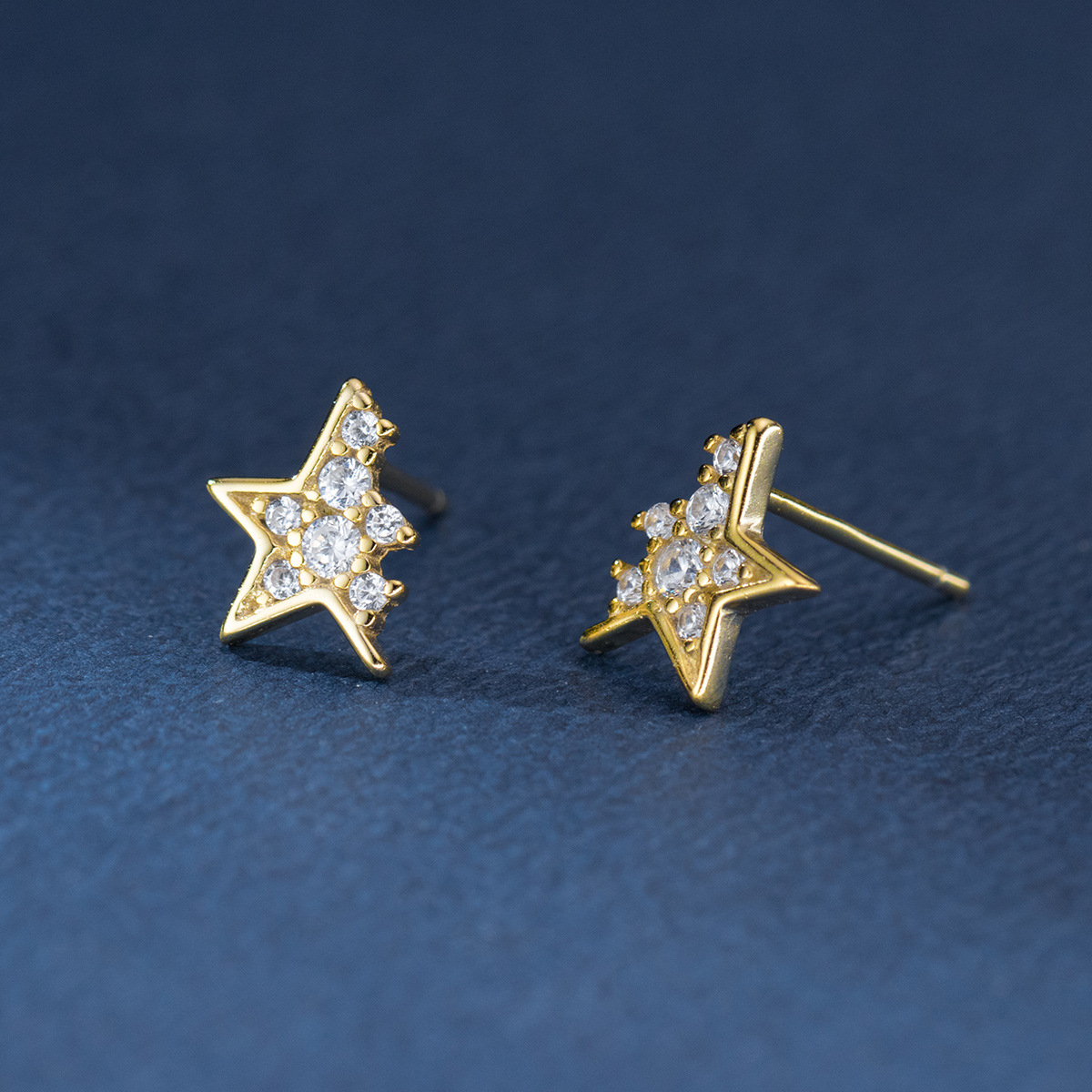 1 Pair Simple Style Star Inlay Sterling Silver Zircon Ear Studs display picture 3