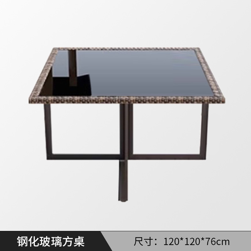 Mesas y sillas al aire libre Jardín al aire libre Combinación de sillas de ratán Protector solar impermeable Plataforma al aire libre Juego de mesa de comedor informal