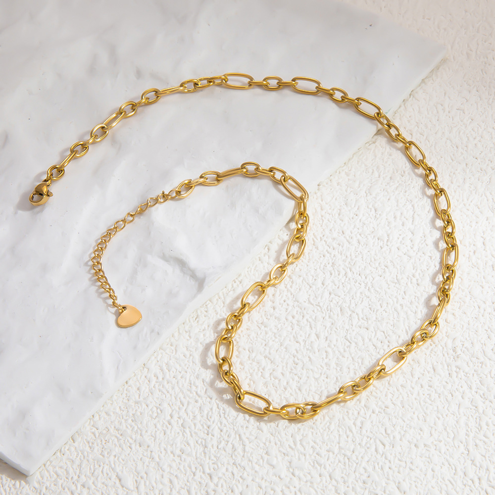 Cuban Link Chain Curb Chain, Paperclip Chain, cable chain Chain Type PVD Coated Real Gold Plated Geometric 304 Stainless Steel Lady Waterproof Non Tarnish 304 Stainless Steel Lobster Trigger Clasp Closure Necklace