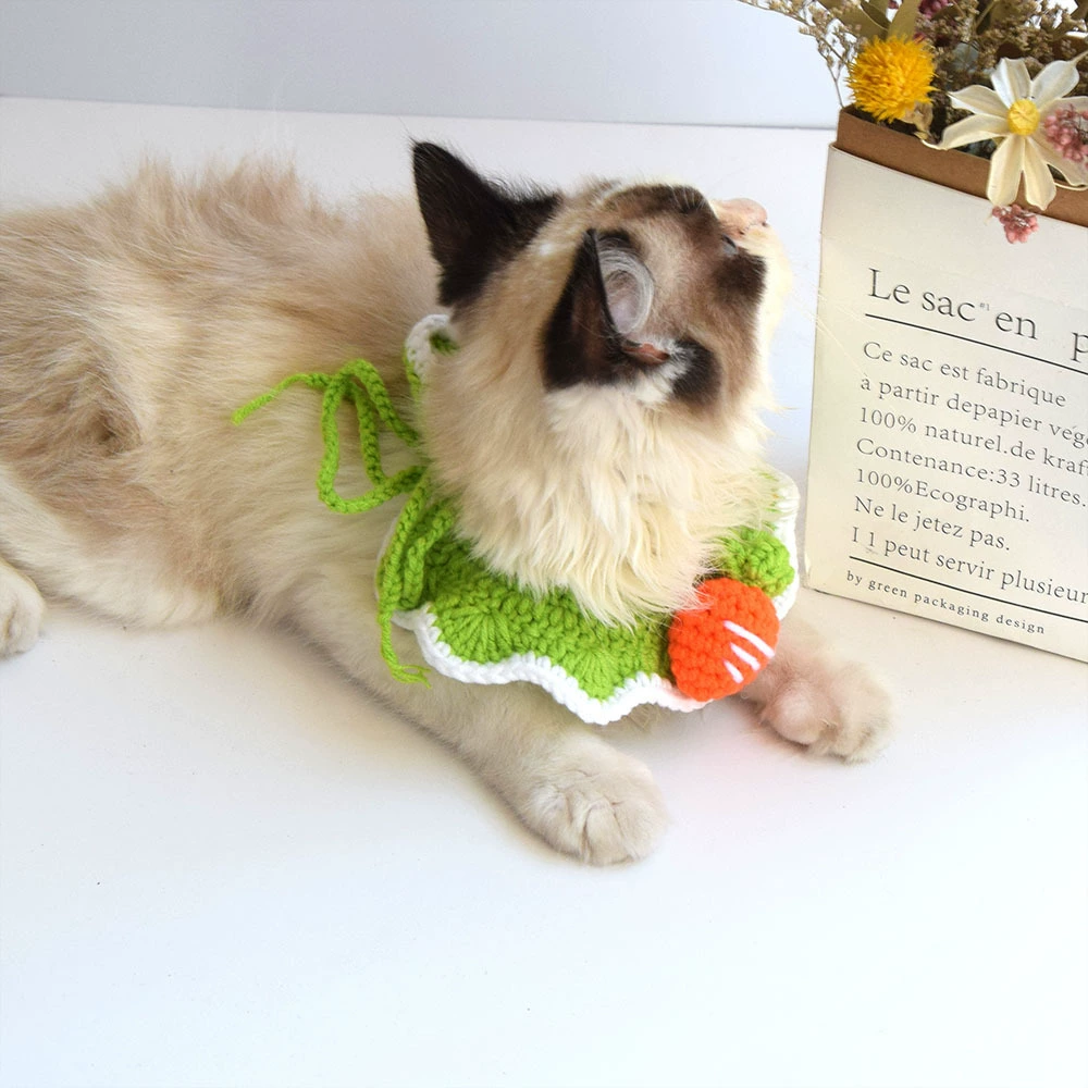 Ошейник для домашних животных Морковное полотенце для слюны шерстяной вязаный кошачий нагрудник для собак декоративный шарф для домашних животных