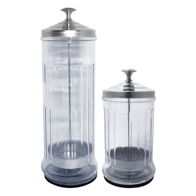 Peluquería herramientas desinfección botella tijeras maquinilla de afeitar tarro de desinfección frasco de desinfección de vidrio tapa de acero inoxidable botella de desinfección