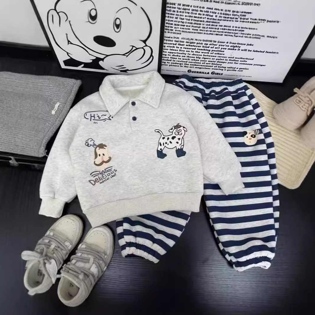 [Factory Outlet] Children's Wear Boys Spring and Autumn Polo Shirt suit Baby 2024 Autumn New Two-Piece Tide