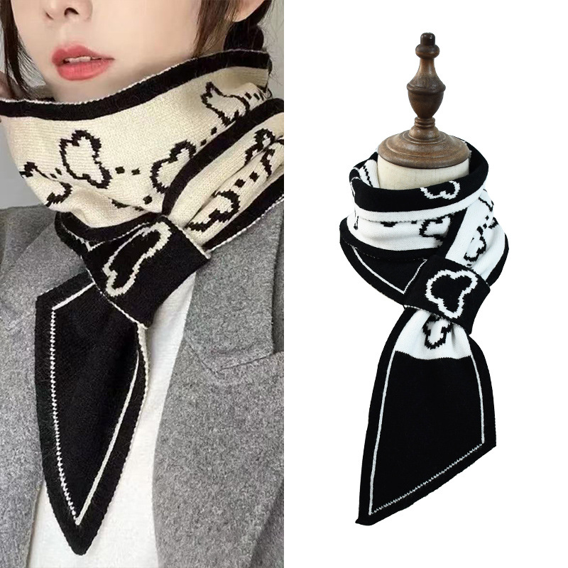 Invierno estilo coreano de protección de cuello caliente universal cuello cuadrado perezoso cruzado bufandas de punto bufandas de alta calidad damas