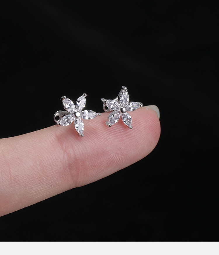 Geometric 316L Stainless Steel Dermal Anchor Piercing Jewelry with Cubic Zirconia - Exaggerated Buried Nail for Women detail image 9