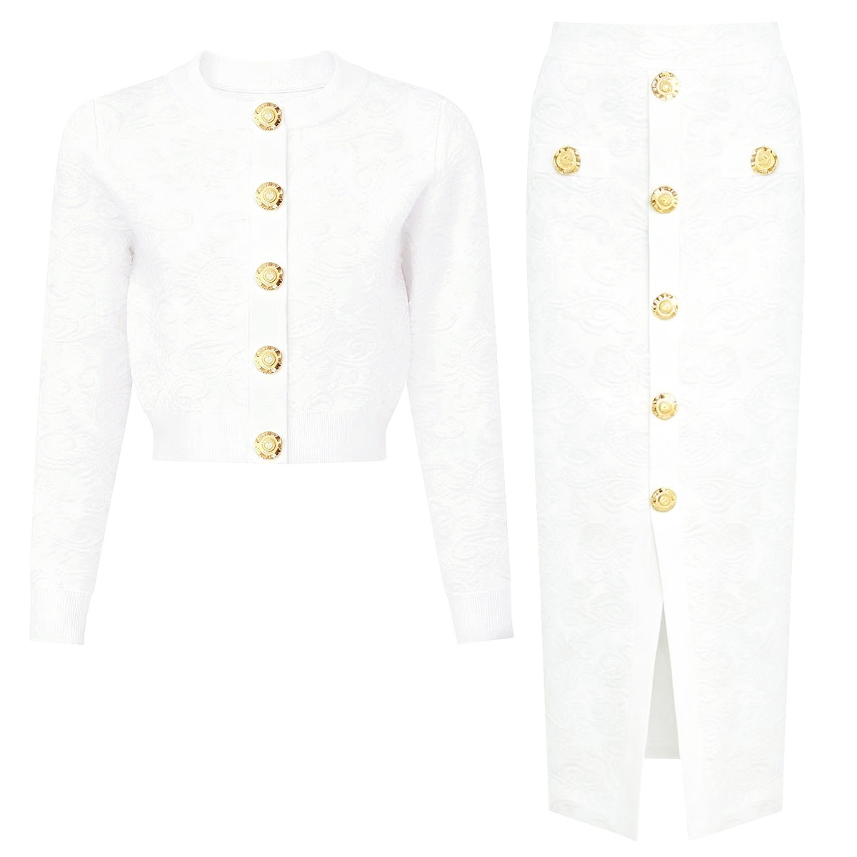 High-Quality In-Stock Spring and Autumn New Fashion Knitted Women's Top Jacket + Vest + Skirt Set 25206