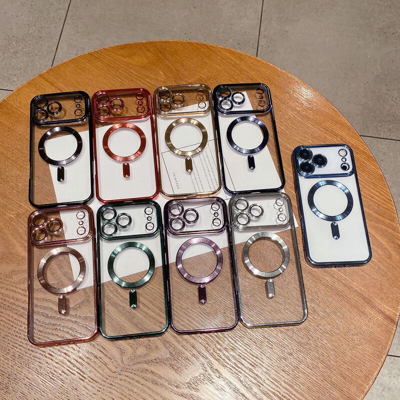 适用iPhone17PROMAX手机壳透明电镀磁吸苹果16全包镜头防摔保护套|undefined