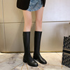 Demi-season high boots, chain with zipper, plus size, Korean style