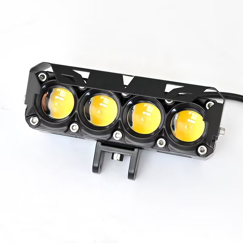 Transfronteriza de La Motocicleta llevó la lámpara Blanca Amarilla de doble Luz de cuatro ojos exterior proyector del coche eléctrico modificado faro LED lámpara