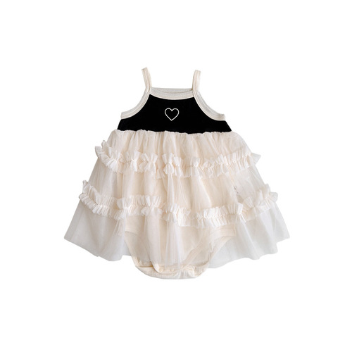 Newborn baby clothes summer thin baby girl sling princess mesh jumpsuit 100th birthday wrap skirt