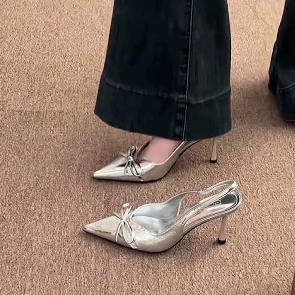 Два каблука ~ Французские туфли на высоком каблуке с бантом