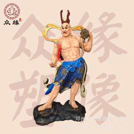 河南树脂佛像厂家直销哼哈二将雕塑郑伦陈奇雕像图片金刚护法神像