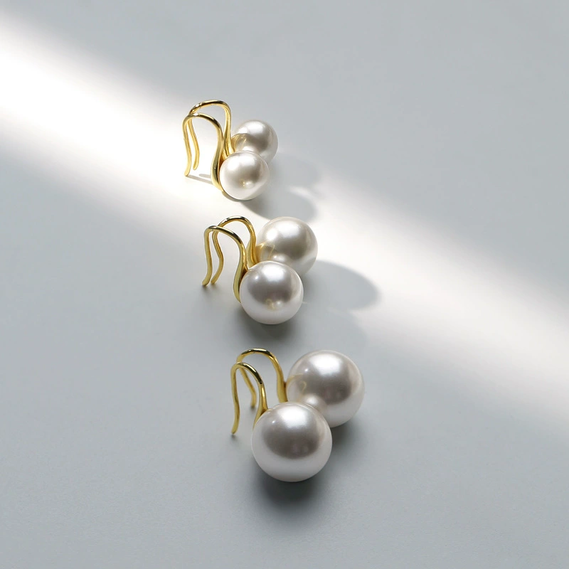 Organic retro earrings from pearl, mosquito coil, ear clips, pearl silver, light luxury style, french style, high-quality style, bright catchy style, wholesale