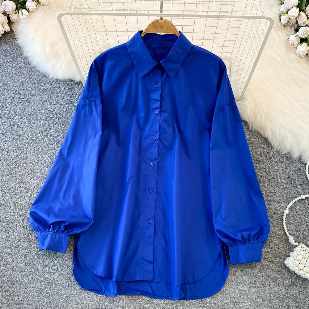 Women's Blouse Long Sleeve Blouses Slit Simple Style Solid Color display picture 3