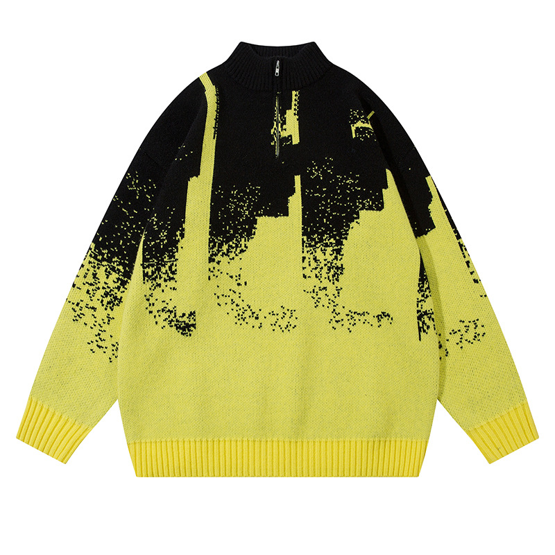 Herrenbekleidung Herbst und Winter Langarmpullover Street Trend Lockerer halboffener Kragen Trendige Strickoberteile für Herren und Damen_voghion.com