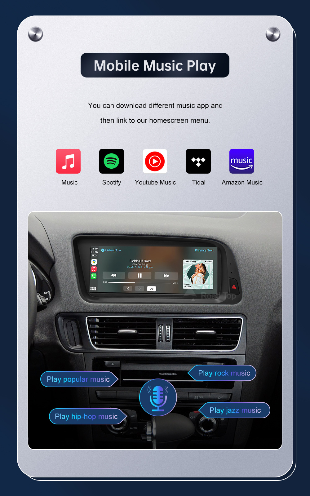 8.8 inch wireless CarPlay display for Q5 2009-2017 radio player