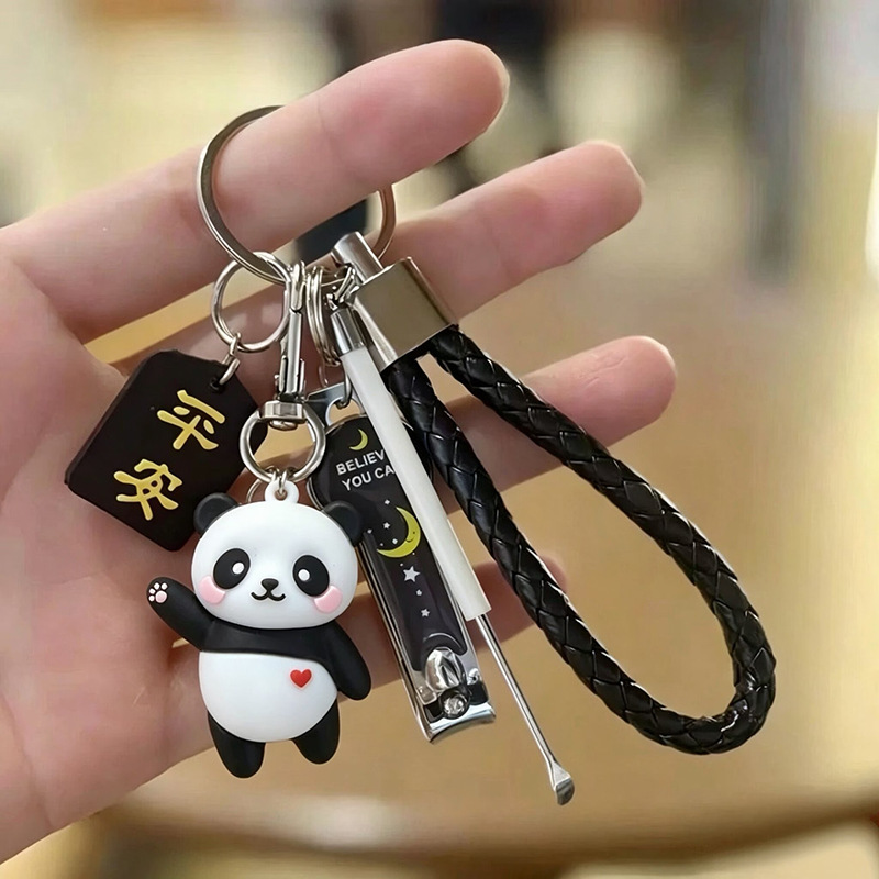 Panda Flower Keychain Pendant Exquisite Women's Electric Car Keychain Creative Couple Student Backpack Personalized Decoration