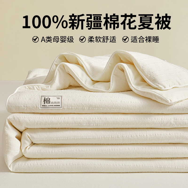Class A Mother and Baby Grade Pure Cotton Summer Quilt 100% Xinjiang Cotton Summer Duvet Air Conditioning Quilt Full Cotton Children's Thin Bedding