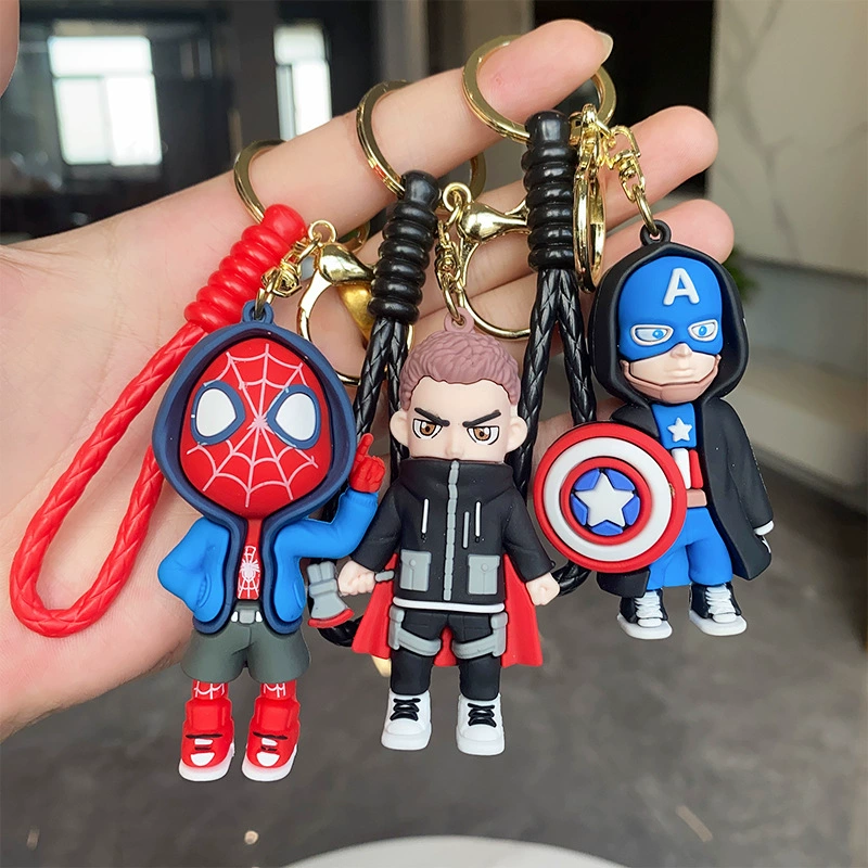 Ключок-брелок Мстители, мультфильм, мини-фигура, кулон, кукла, Marvel, подарок на день рождения