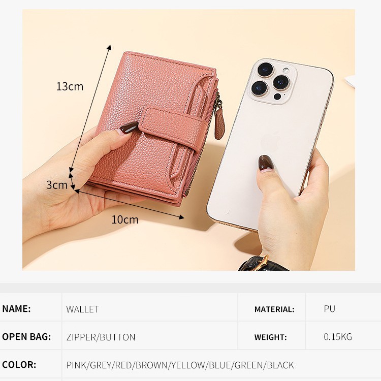 Cartera de mujer de cuero PU-transfronterizo de Amazon Monedero multifuncional coreano simple con billetera de hojas sueltas Cartera femenina