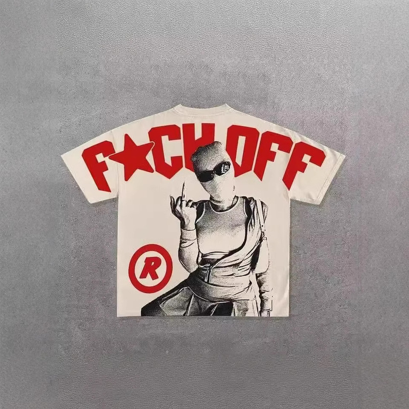 American War Girl Graphic PrinT T-shirT Y2K ReTro Loose ShorT Sleeve Round NecK CoTTon Top GoThic STreeT Men's CloThing