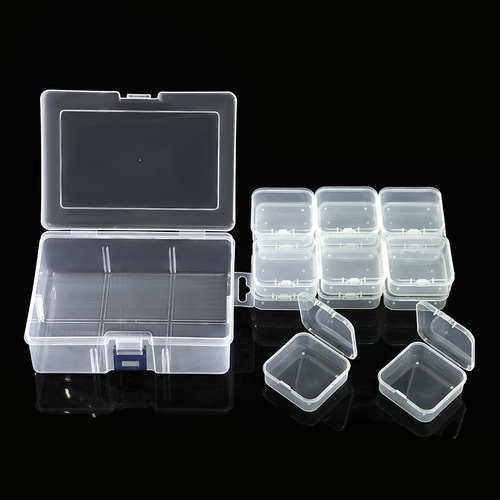 15-grid 5.5-inch transparent small square boxes set household transparent storage box desk plastic storage box jewelry box factory